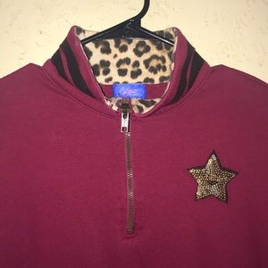 Cheetah mid zip up sweater